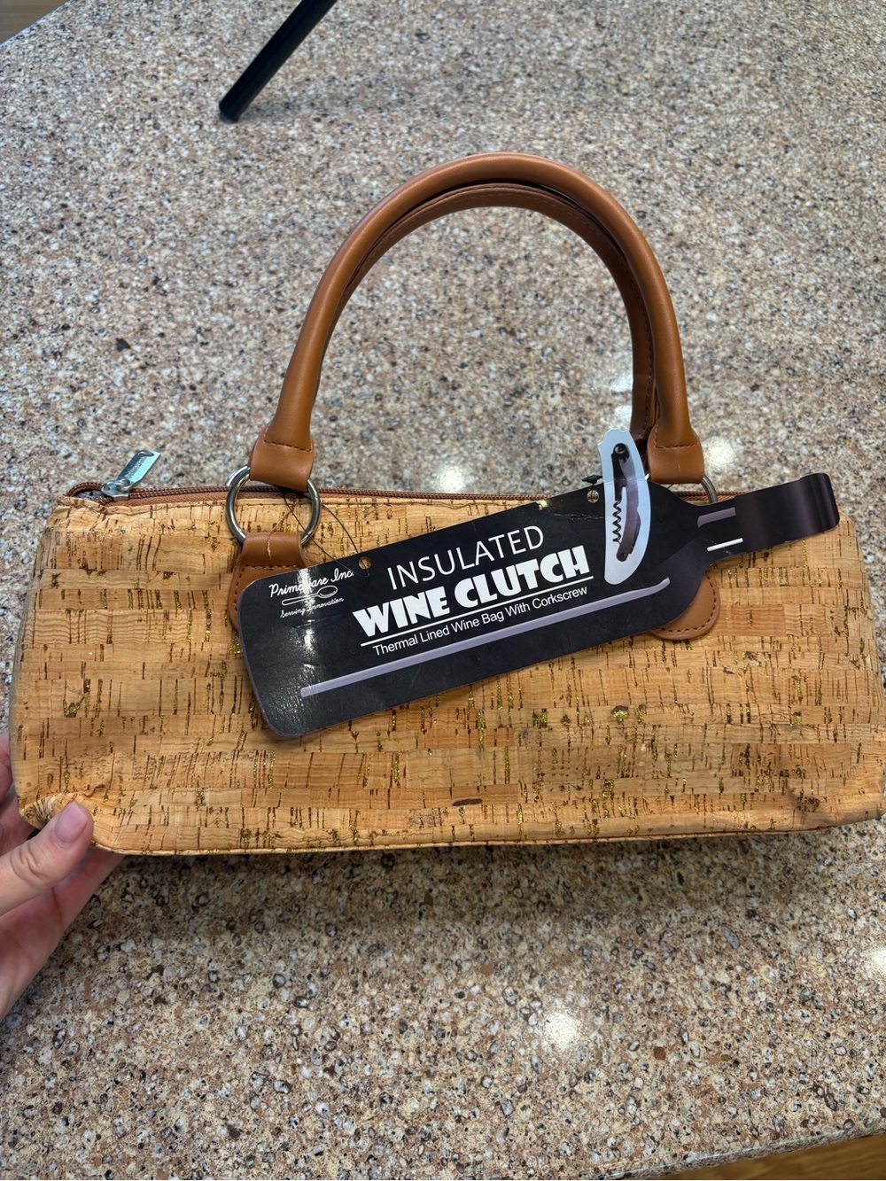Primeware NWT Cork Insulated Wine Bottle Clutch Carrier Corkscrew